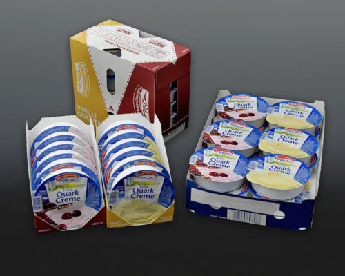 Ravensberger Quarkverpackungen im Präsentationskarton