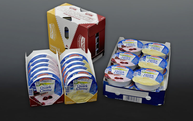 Ravensberger Quarkverpackungen im Präsentationskarton