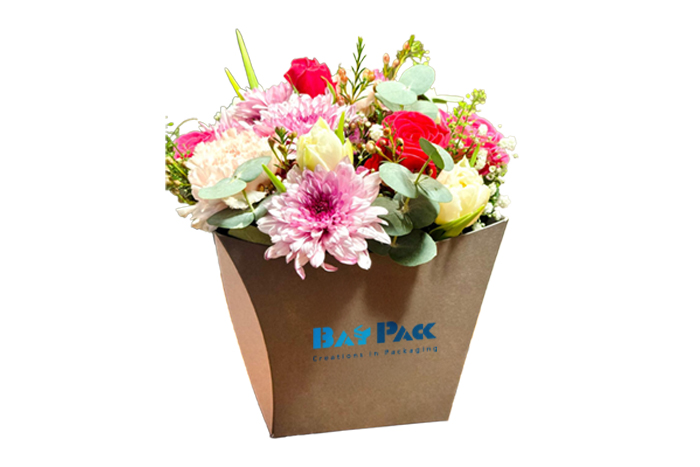 Pflanzenkarton offen mit Blumen